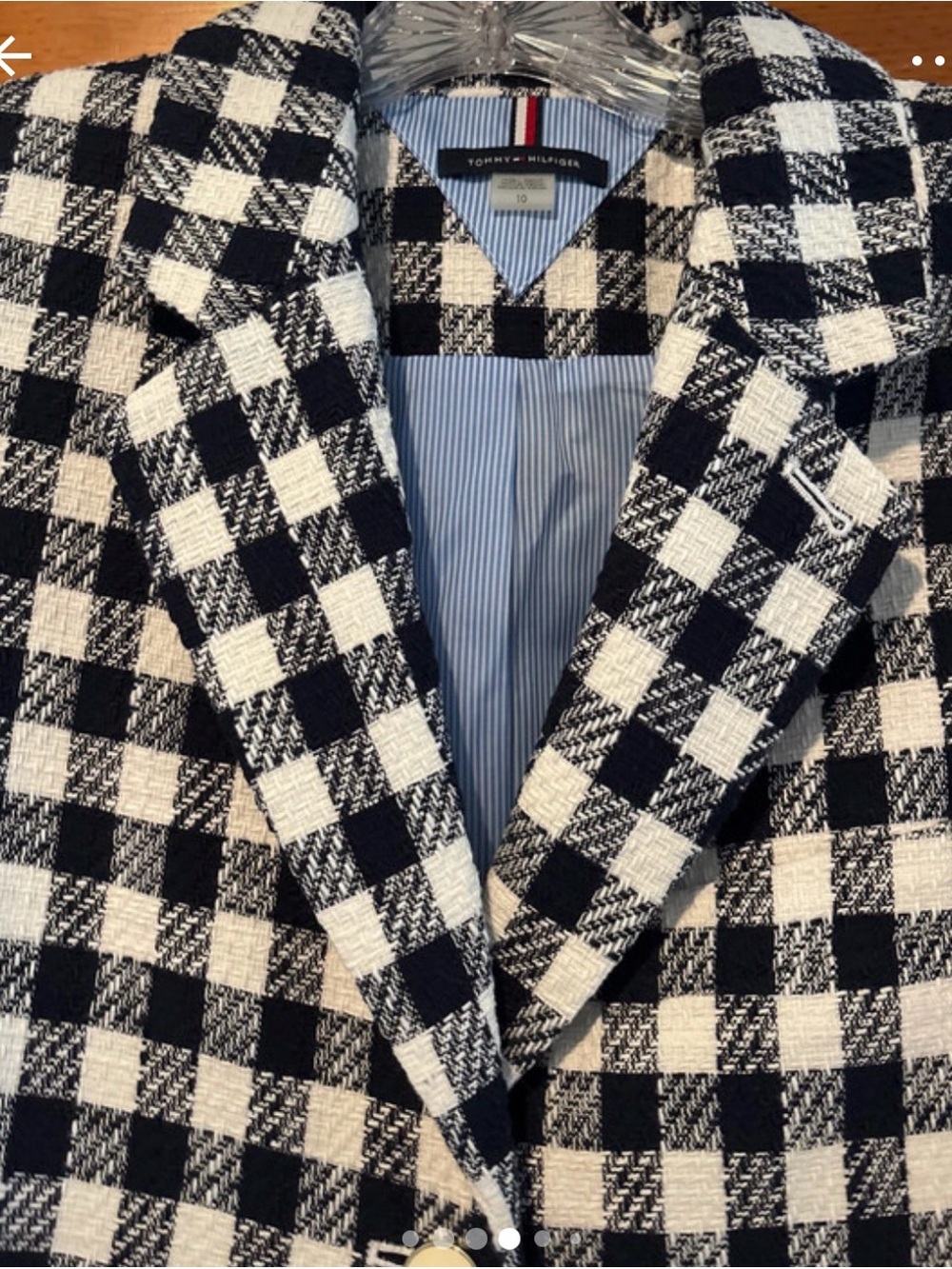 Tommy Hilfiger Navy and White Gingham Blazer - Picture 3 of 6